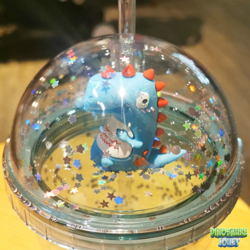 Verre couvercle paille Dinosaure